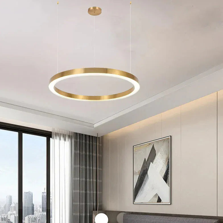 Multi Ring Led Gylden Lysekrone