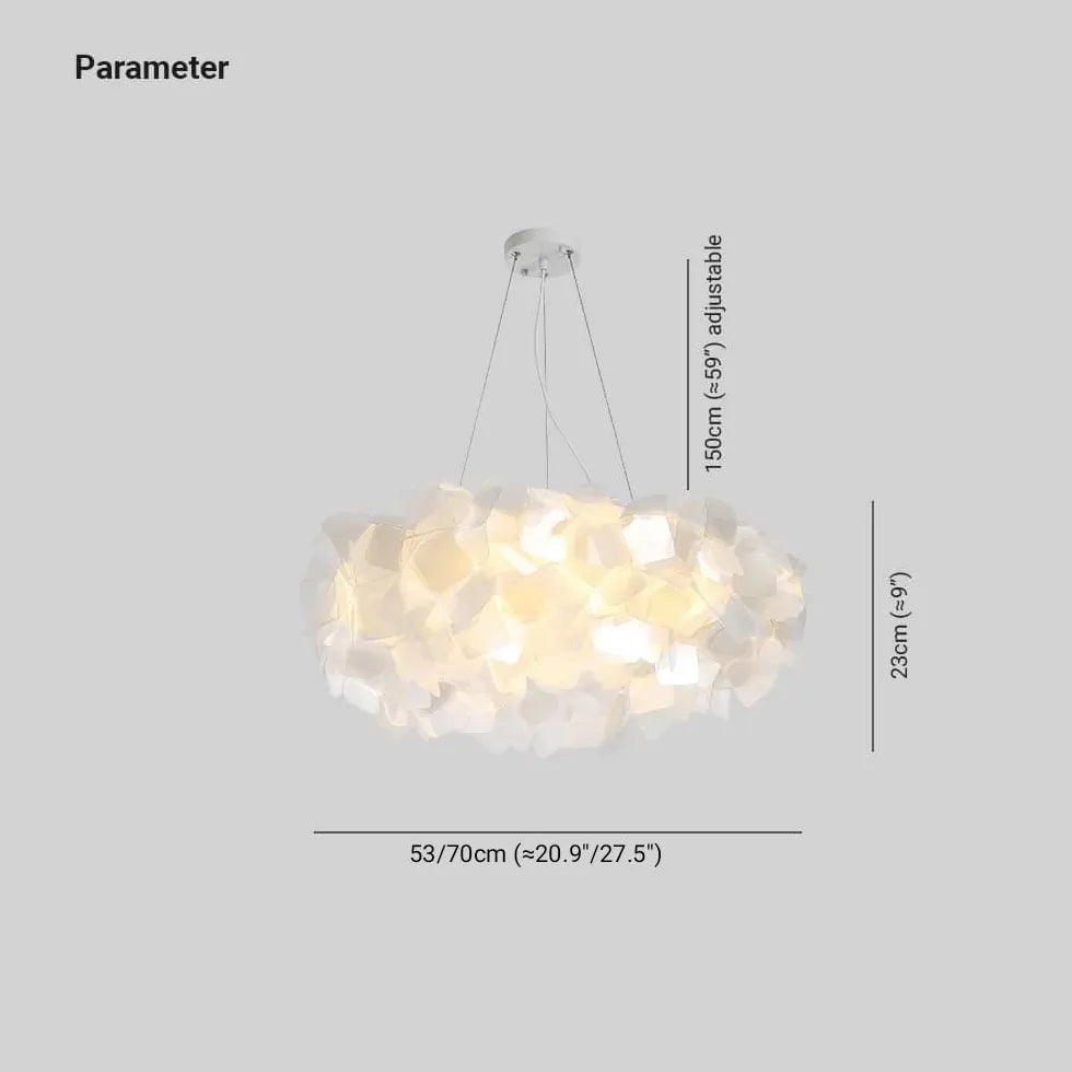 Hvidt Stof Pvc Kronbladformet Led Lysekrone