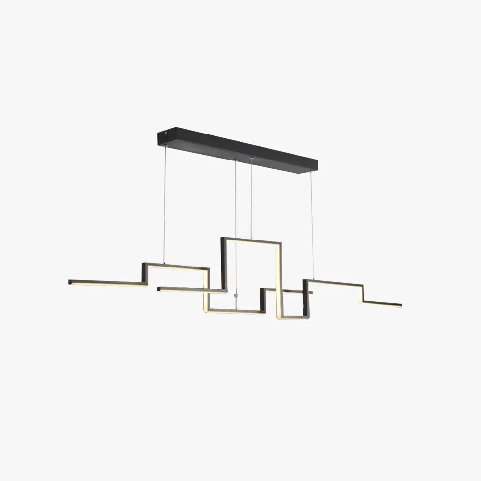 Sort Jern Geometrisk Linje Led Lysekrone
