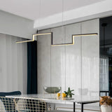 Sort Jern Geometrisk Linje Led Lysekrone