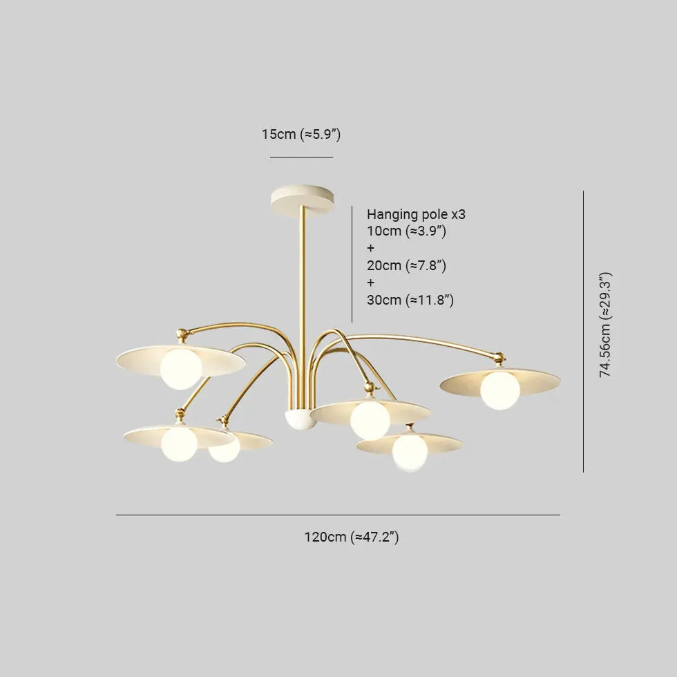 Hvid Glas Lysekrone Med Rund Nuance