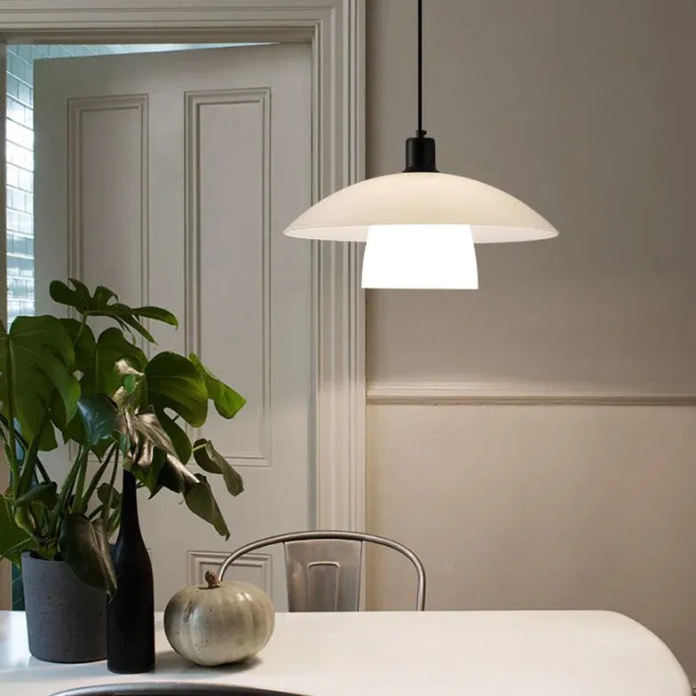 Paraply Dobbelt Lag Hvid Led Glas Lysekrone