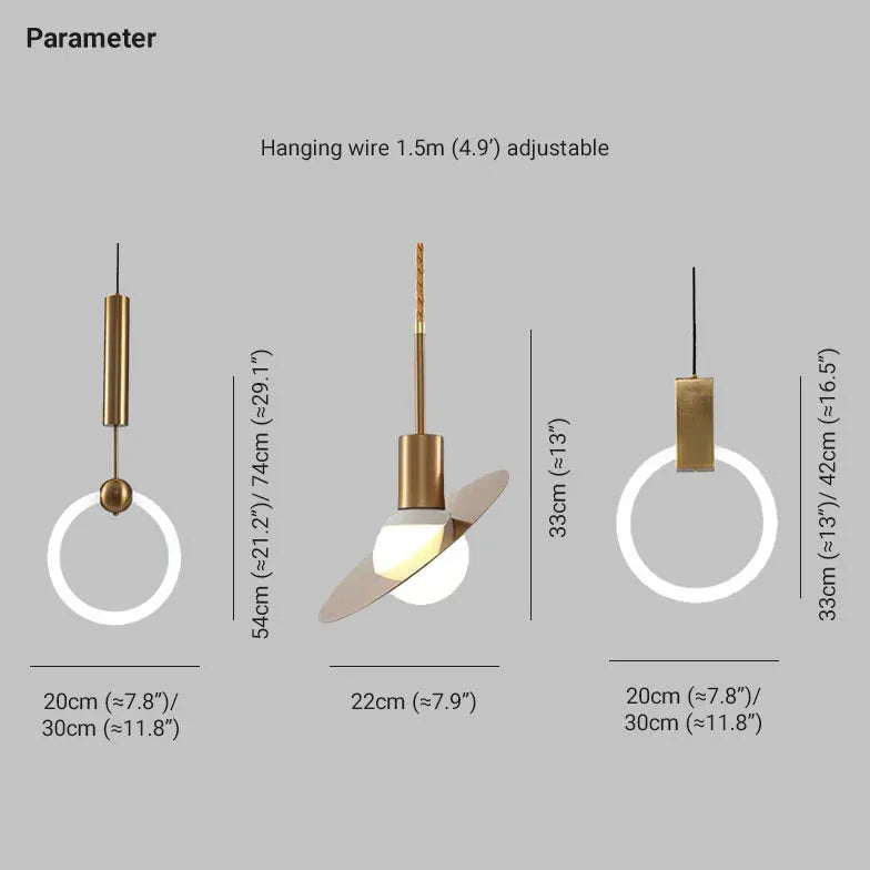 Geometrisk Ramme Glas Led Guld Lysekrone