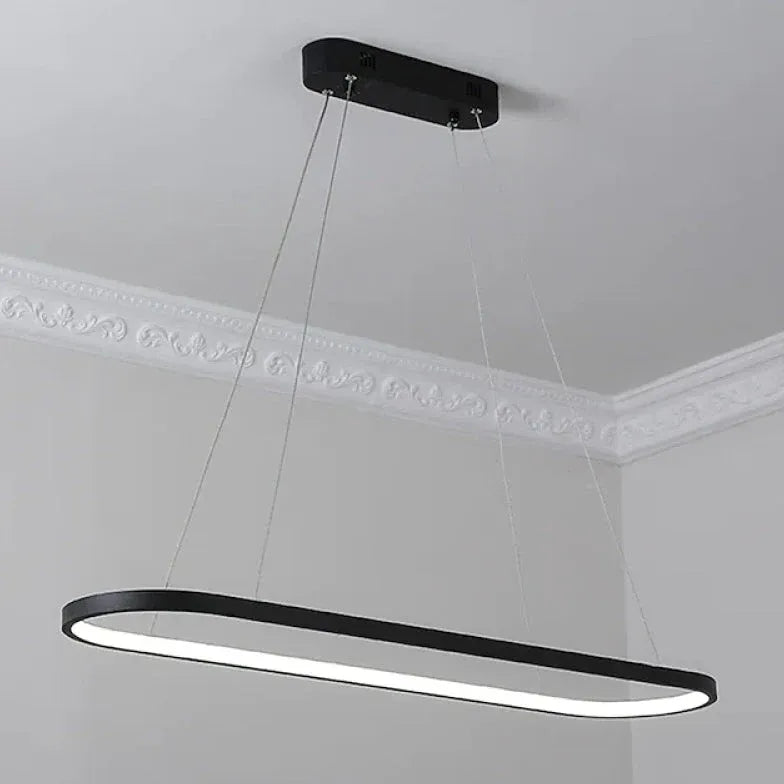 Sort Og Hvid Oval Ramme Led Spisebord Lysekrone