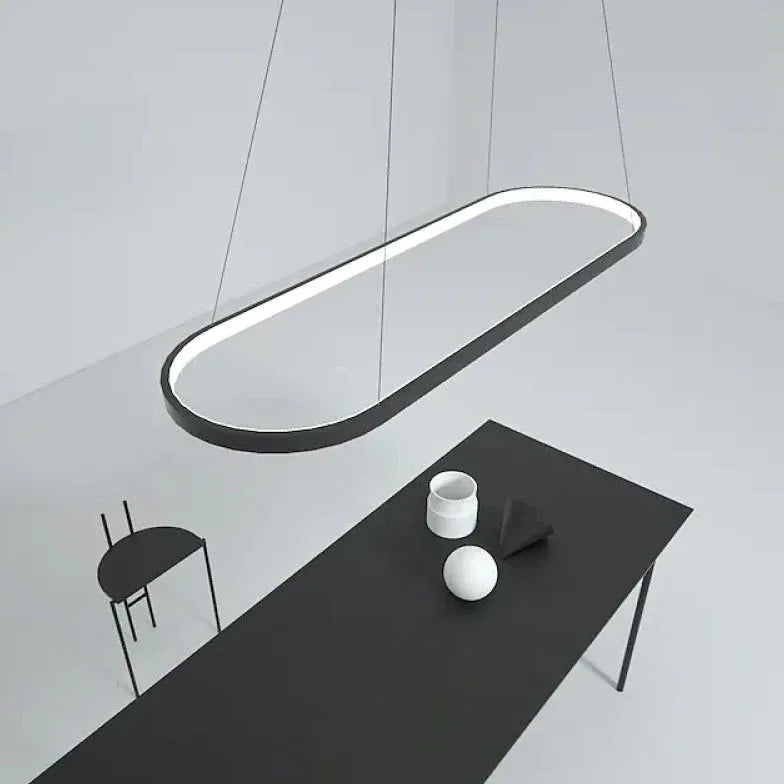 Sort Og Hvid Oval Ramme Led Spisebord Lysekrone