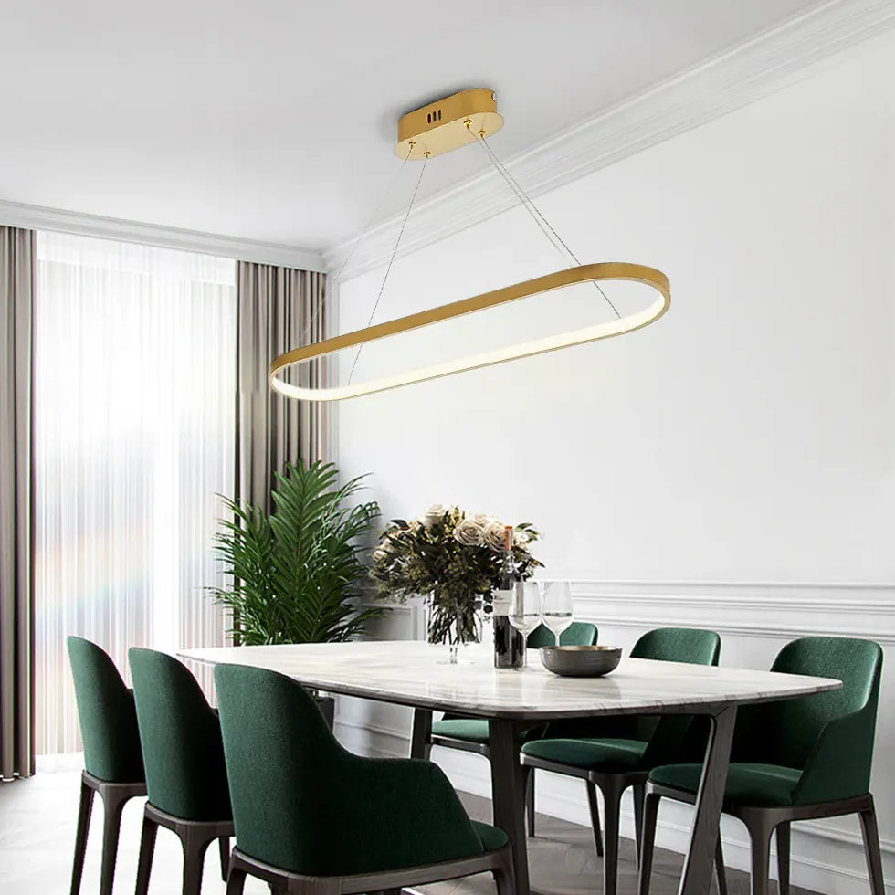 Sort Og Hvid Oval Ramme Led Spisebord Lysekrone