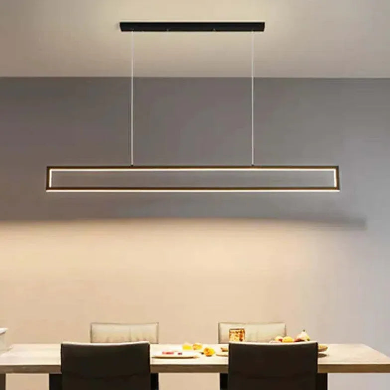 Sort Rektangulær Ramme Led Pendel I Metal