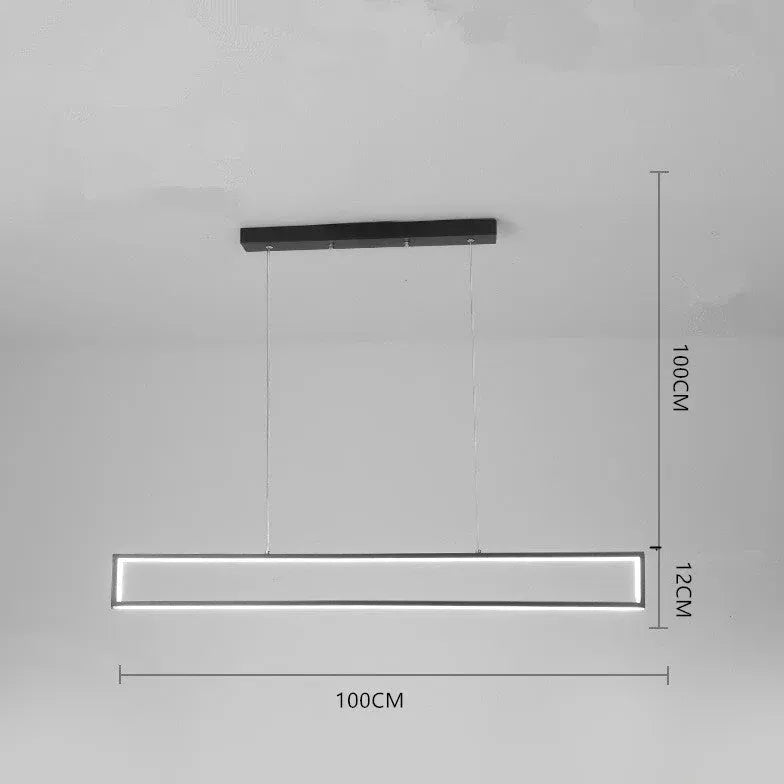 Sort Rektangulær Ramme Led Pendel I Metal