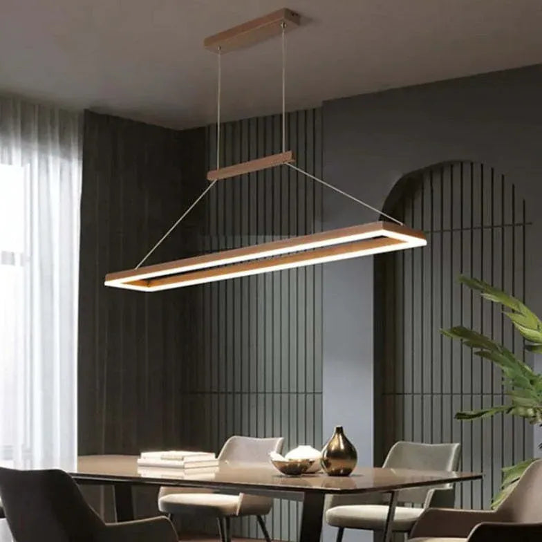 Rektangulært Brunt Metal Led-Pendellys