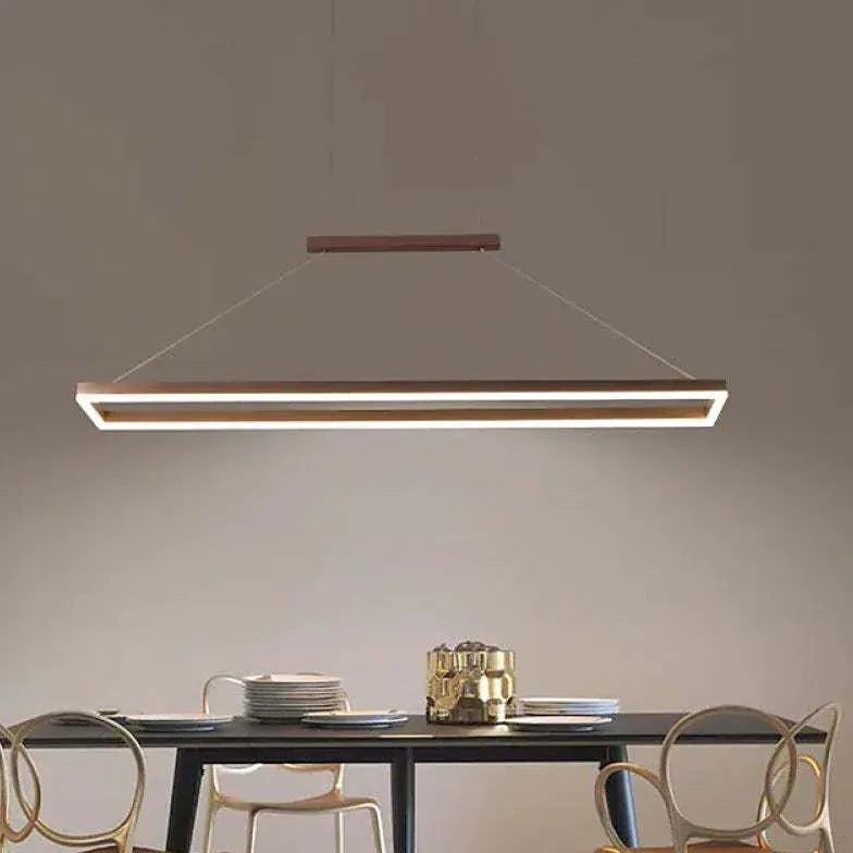 Rektangulært Brunt Metal Led-Pendellys