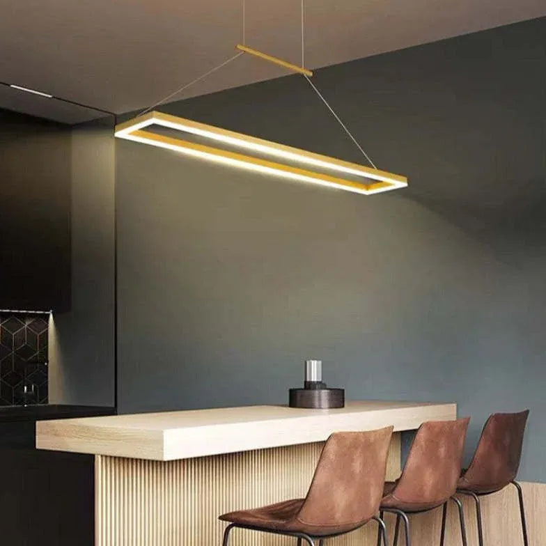 Rektangulært Brunt Metal Led-Pendellys