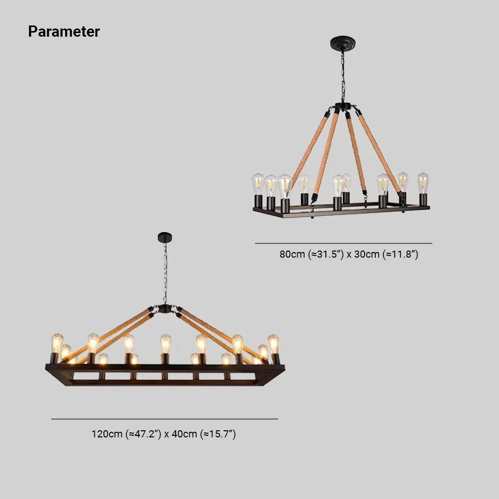 Firkantet Multi Light Industriel Led Pære Lysekrone