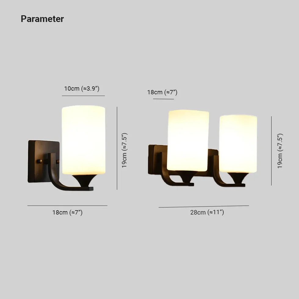 Cylindrisk Glas Moderne Sort Og Hvid Retro Væglampe