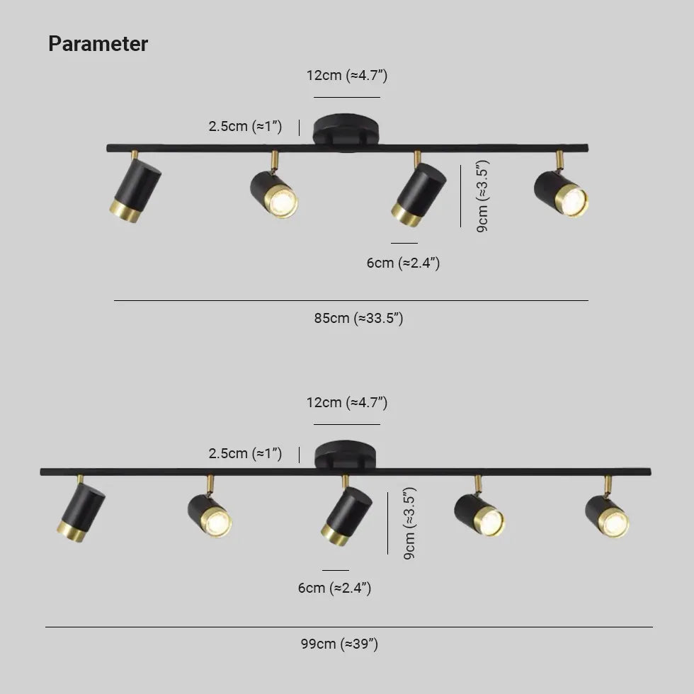 Justerbar Multi-Head Spotlight Loftslampe I Sort Metal