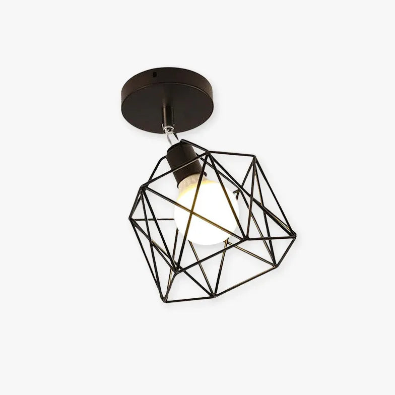 Geometrisk Metalramme Sort Moderne Industriel Loftslampe