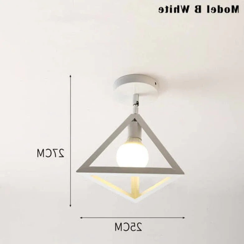 Geometrisk Metalramme Sort Moderne Industriel Loftslampe