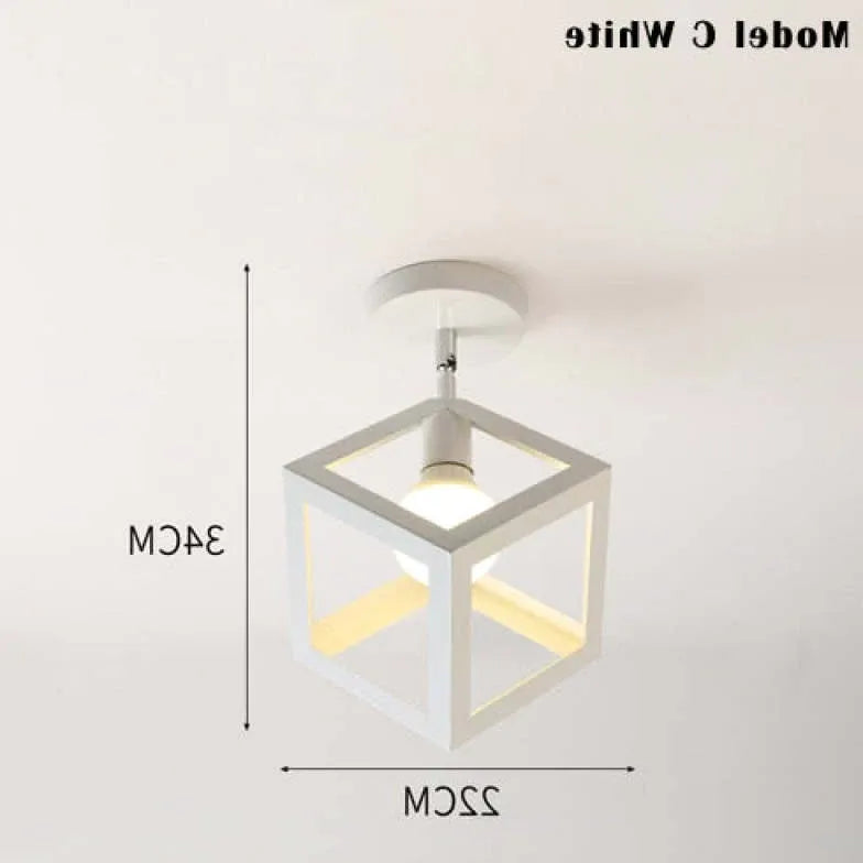 Geometrisk Metalramme Sort Moderne Industriel Loftslampe