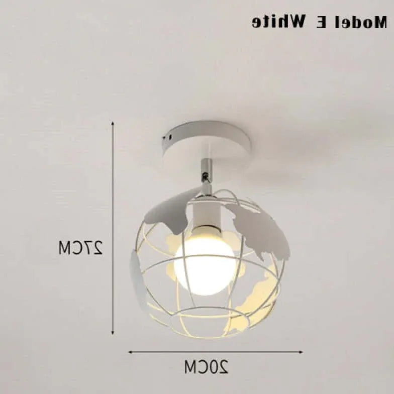 Geometrisk Metalramme Sort Moderne Industriel Loftslampe