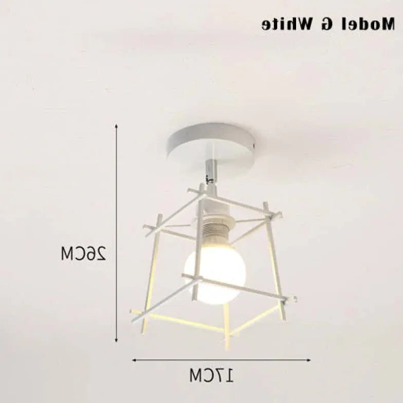 Geometrisk Metalramme Sort Moderne Industriel Loftslampe