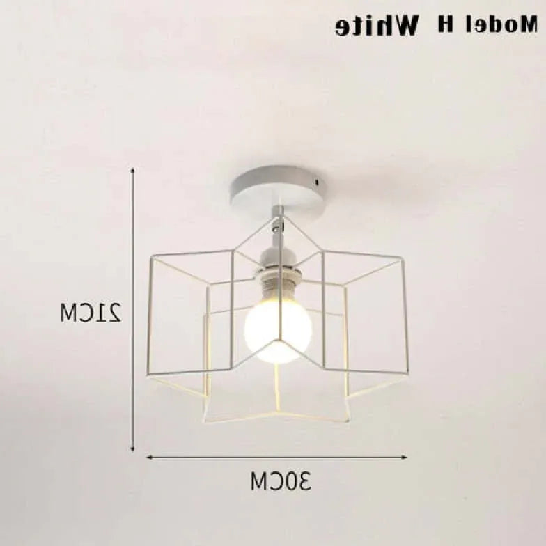 Geometrisk Metalramme Sort Moderne Industriel Loftslampe