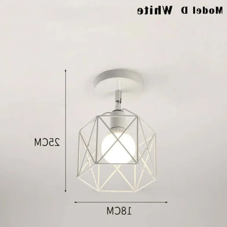 Geometrisk Metalramme Sort Moderne Industriel Loftslampe