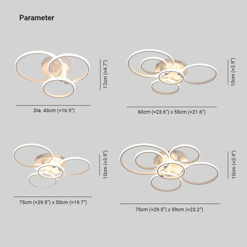 Cirkulær Sort Og Hvid Overlappende Led Loftslampe