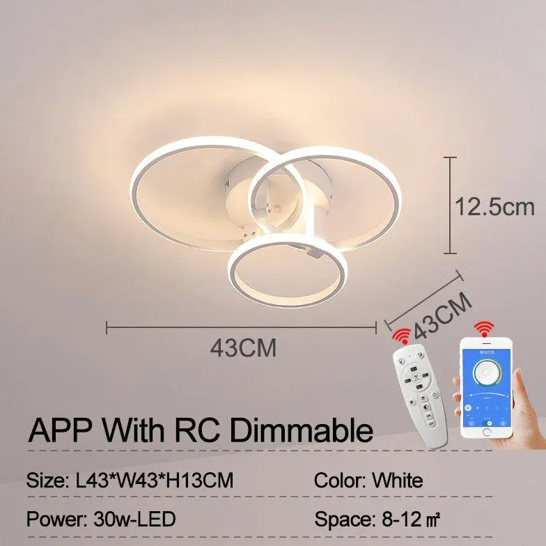 Cirkulær Sort Og Hvid Overlappende Led Loftslampe