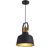 Sort Guld Justerbar Enkelthoved Industriel Lysekrone