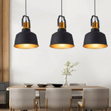 Sort Guld Justerbar Enkelthoved Industriel Lysekrone