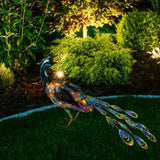 Art Deco Peacock Shape Solar Outdoor Garden Light