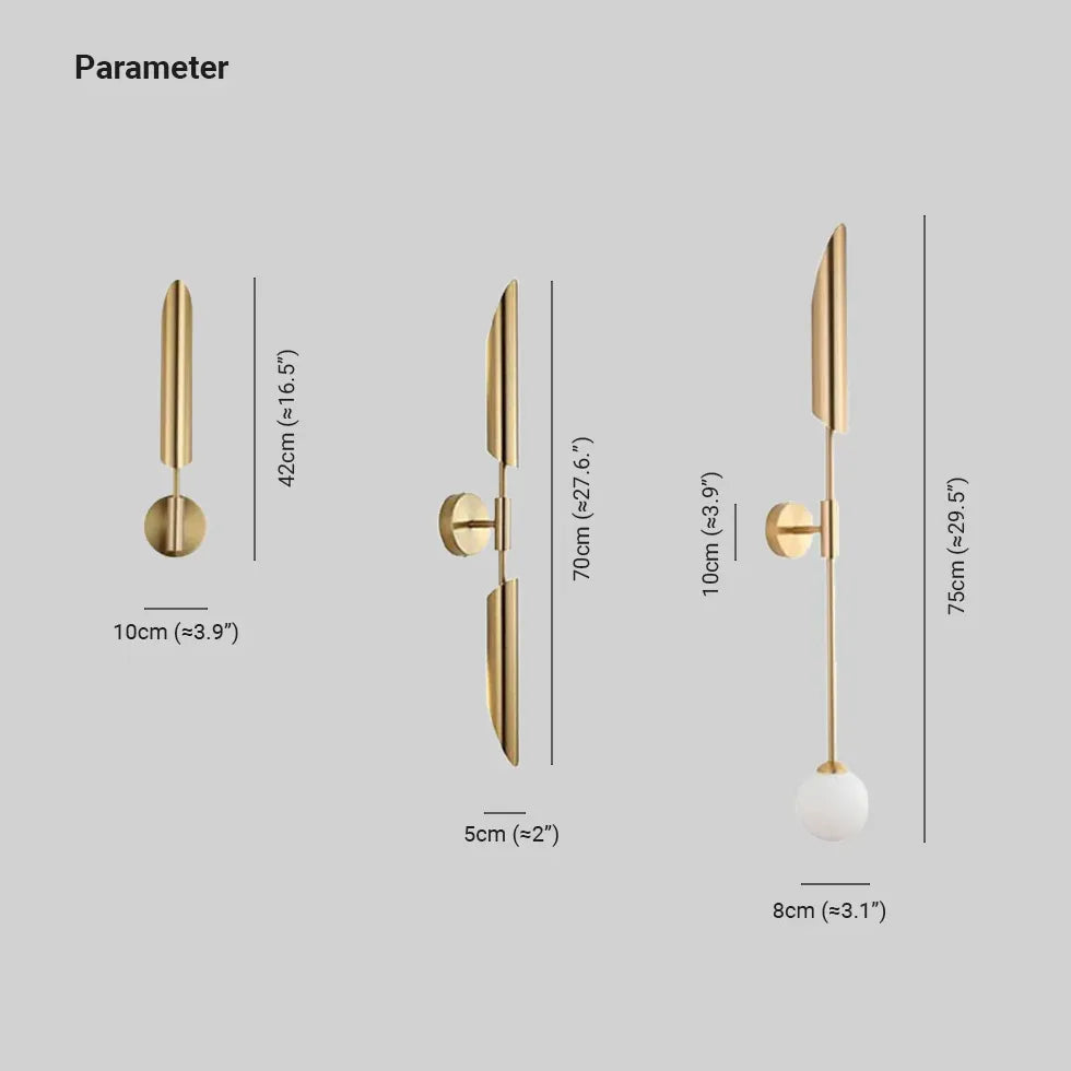 Gyldent Glas Tredimensionel Stang Gammel Væg Guld Væglampe