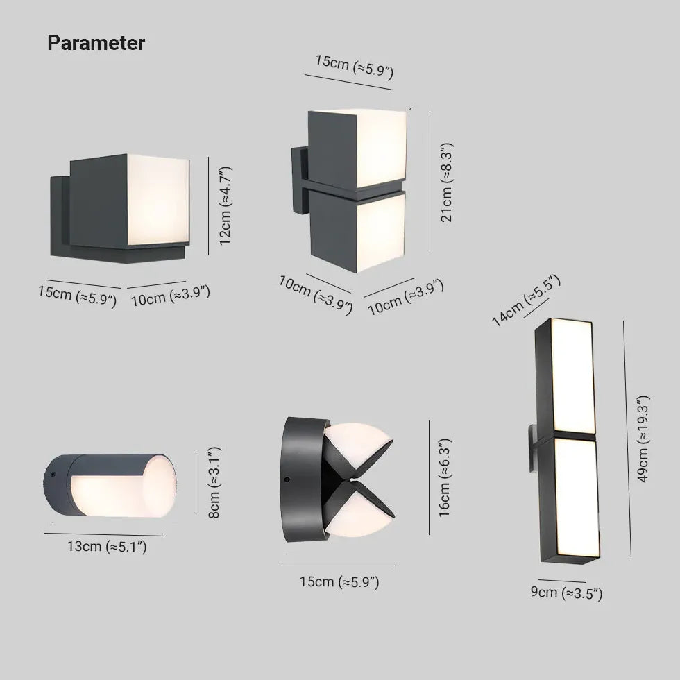 Geometrisk Drejelig Sort Led Udendørs Væglampe