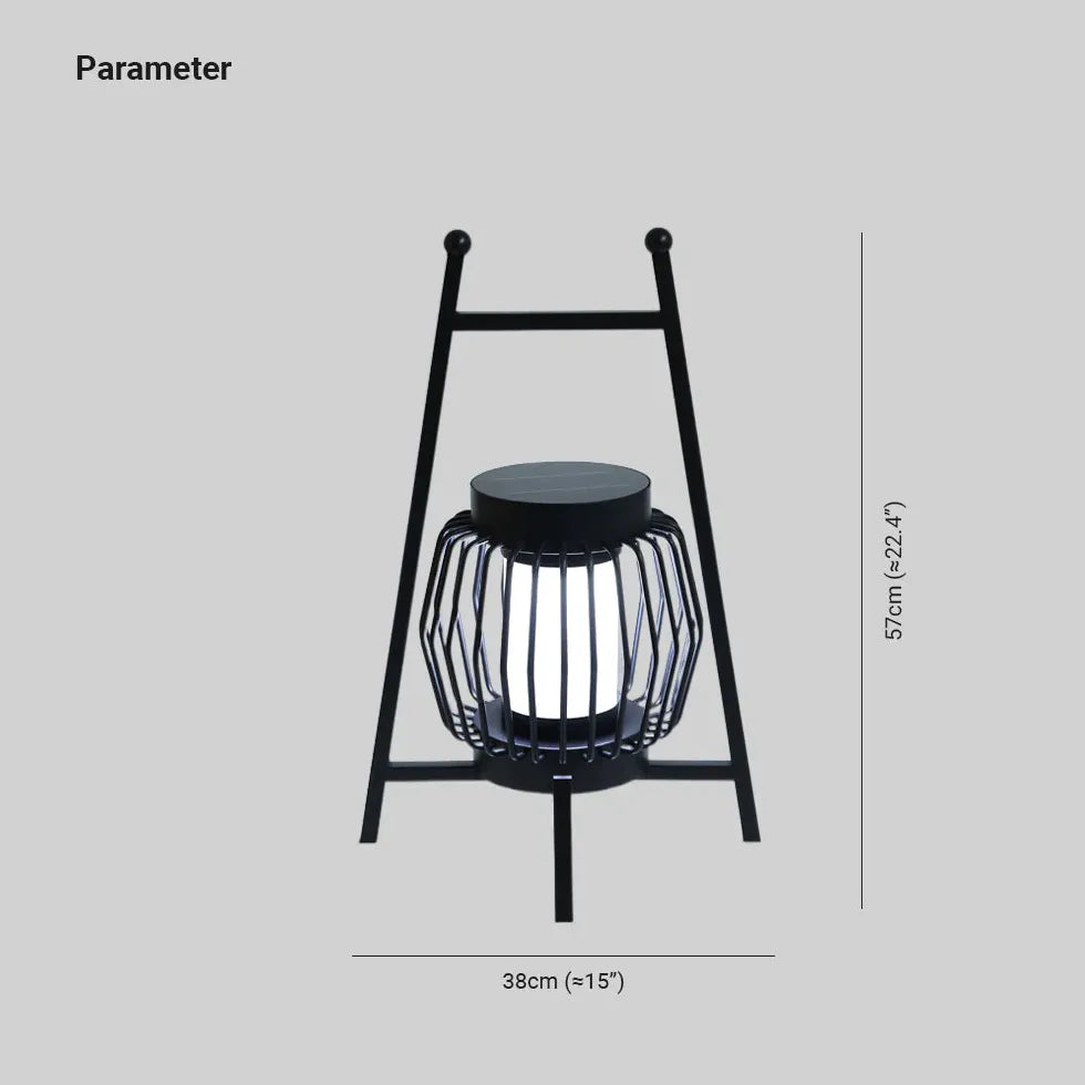 Lanterneformet Solcelledrevet Sort Udendørs Gulvlampe