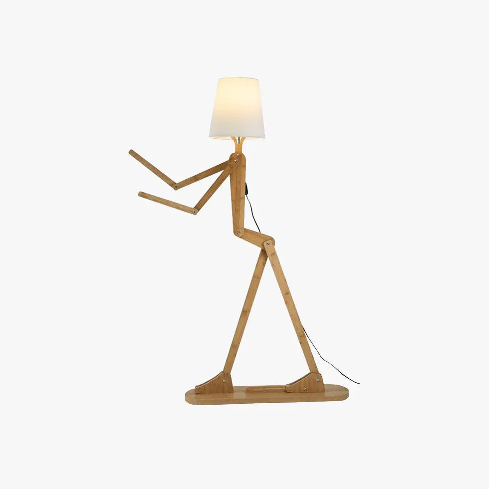 Art Deco Træ Justerbar Statue Bordlampe