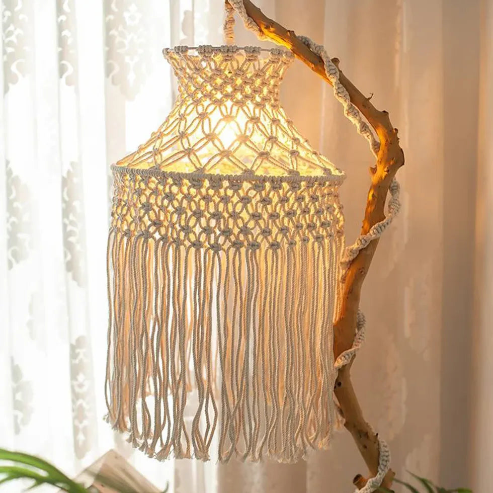 Fabric Woven Halogen Floor Lamp Art Deco