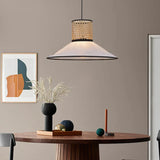 Vintage Metal Grid Mixed Material Pendel Lampe