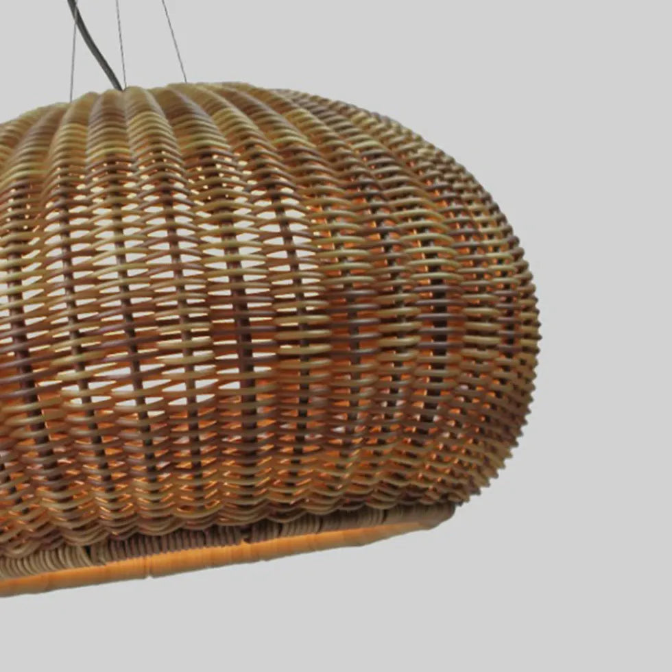 Antik Rattan Burlampe Udendørs Lysekrone