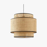 Flerlags Cylindrisk Rattan Retro Lysekrone