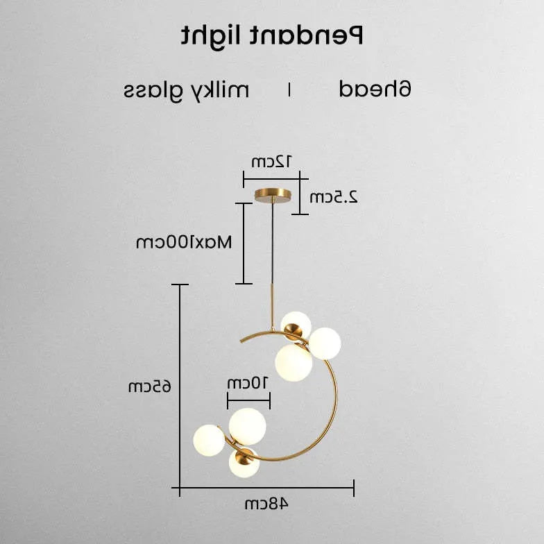 Halvbuet Glaskugle Halo Medium Opal Lysekrone