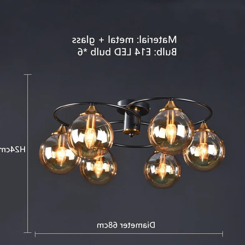 Mørk Industrielt Røget Glas Loftslampe
