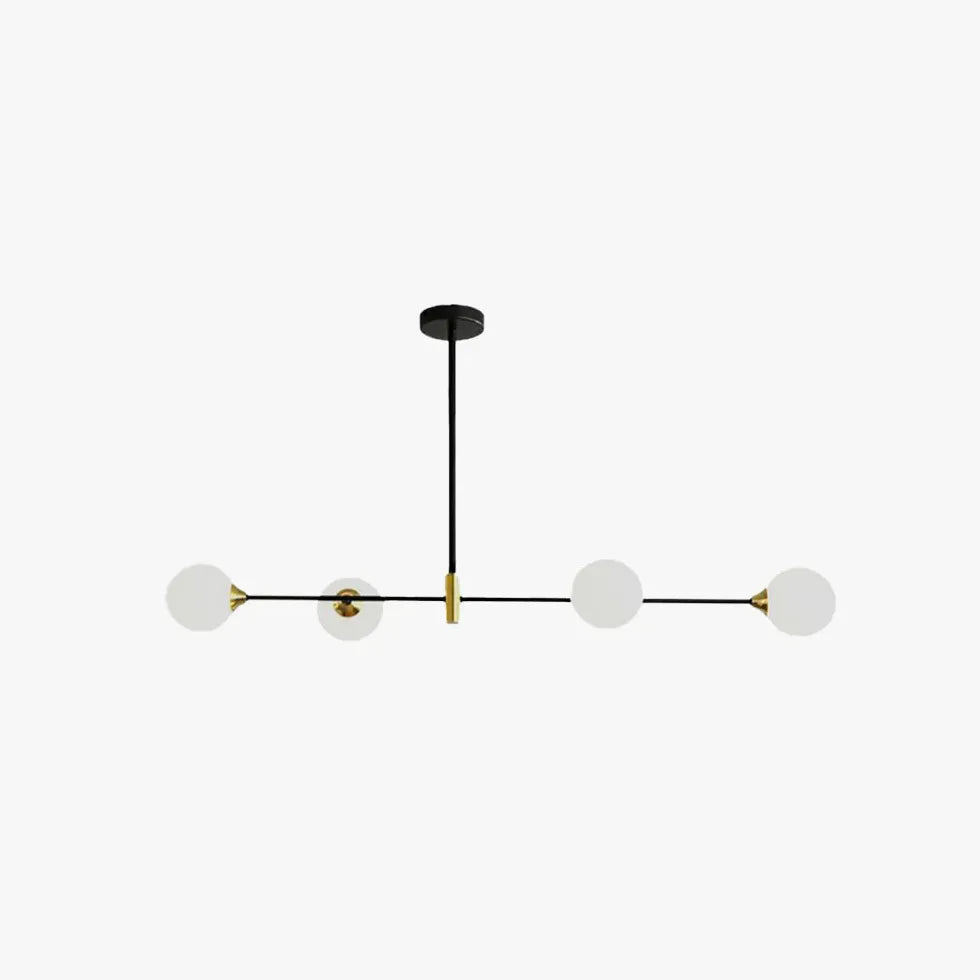 Sort Lang Stang Transparent Rund Glas Lysekrone