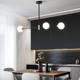Sort Lang Stang Transparent Rund Glas Lysekrone