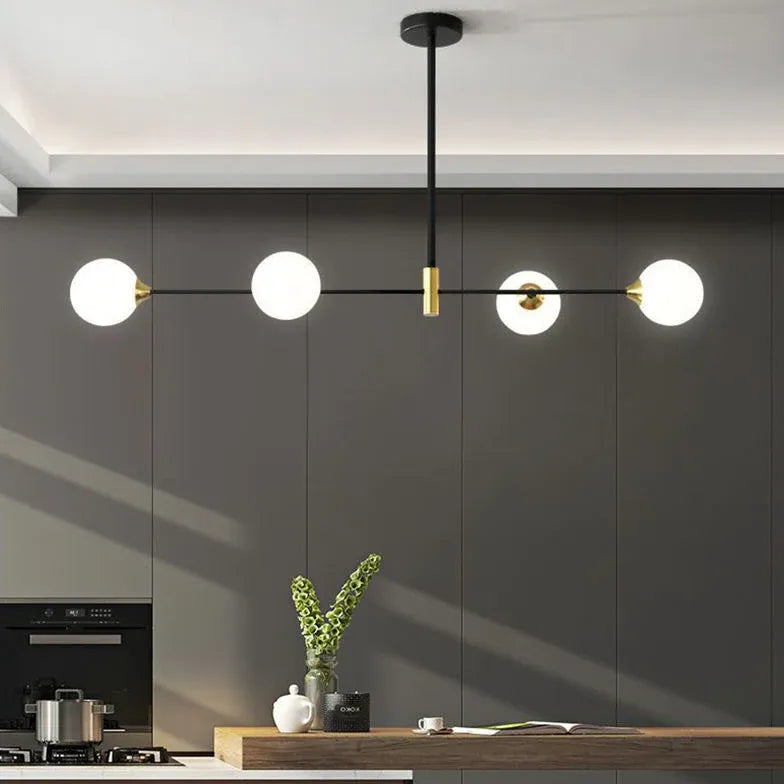 Sort Lang Stang Transparent Rund Glas Lysekrone
